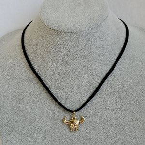 Mens "Grab life by the horns" black suede necklace